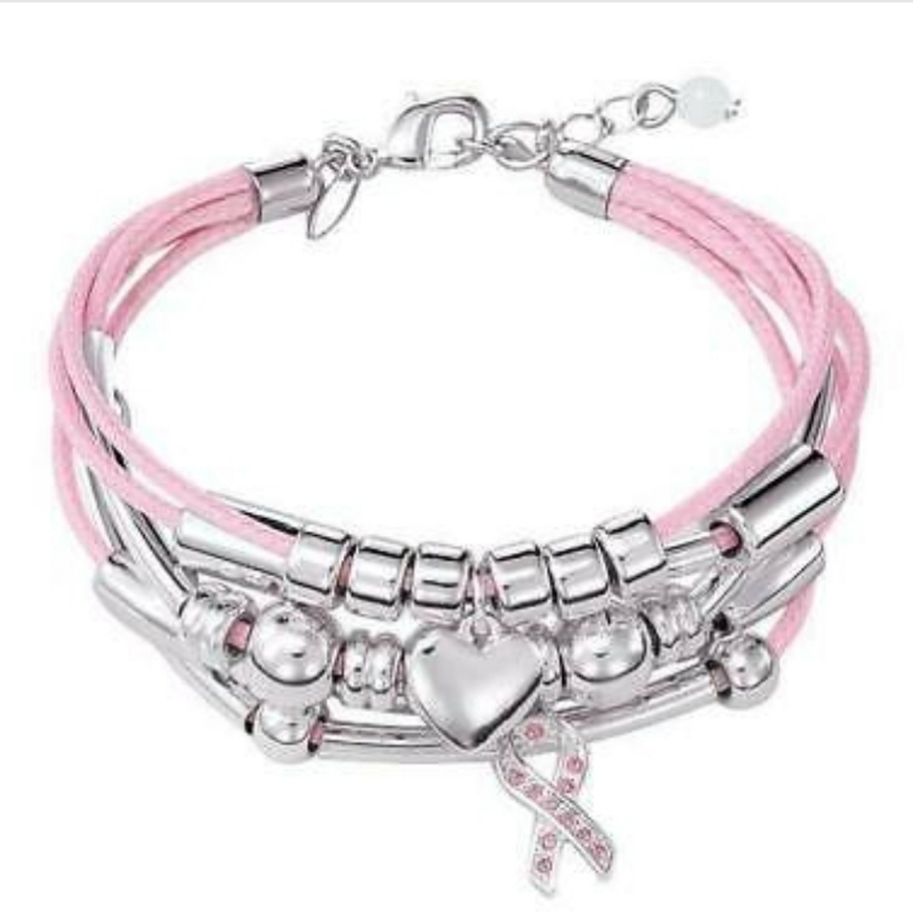 Avon Pink Hope Layered Charm Bracelet